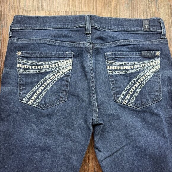 7 For All Mankind Jeans Womens 29 Blue Dojo Blue Santiago Mid Rise - Picture 4 of 10